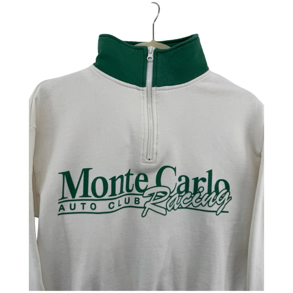 Zoe + Liv Green and White Monte Carlo Racing Quarter-Zip Sweatshirt - Picture 7 of 8